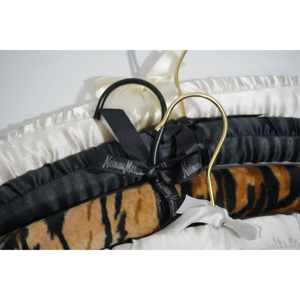 (4) Vintage Silk Padded Satin Hangers Boudoir Lingerie Leopard Neiman Marcus